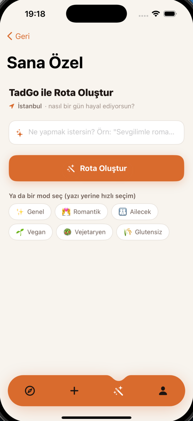 Sana Özel rota oluştur