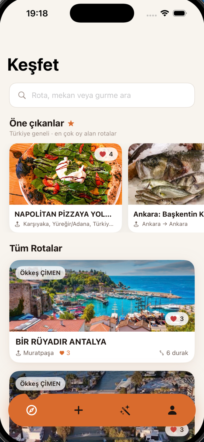 TadGo Keşfet ekranı